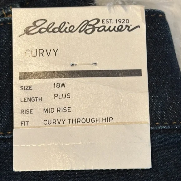 NWT, Eddie Bauer Blue Boot-cut stretch Jeans with Classic Stitching, size 18W - Picture 2 of 13